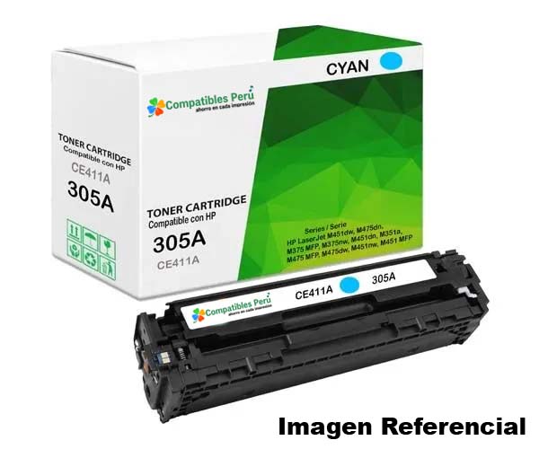 Toner Compatible HP 305A Cyan CE411A Para M475, M351